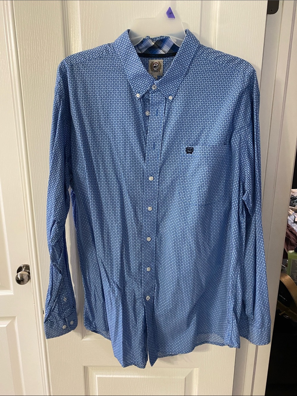Cinch Light Blue Micro-Pattern Button-Down Shirt